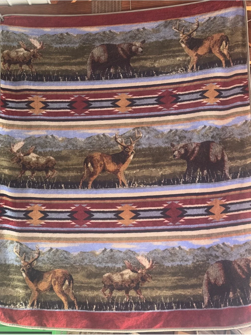 Main Moose Bear Deer Rustic Lodge Cabin Throw Blanket 50